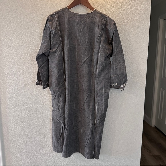 Handmade Maharaja Handcrafted 2-Piece Set Gray Embroidered Tunic & Pants Lounge - Picture 14 of 15